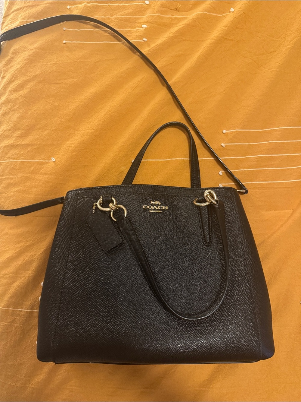 Coach Black Leather Satchel with Gold Hardware